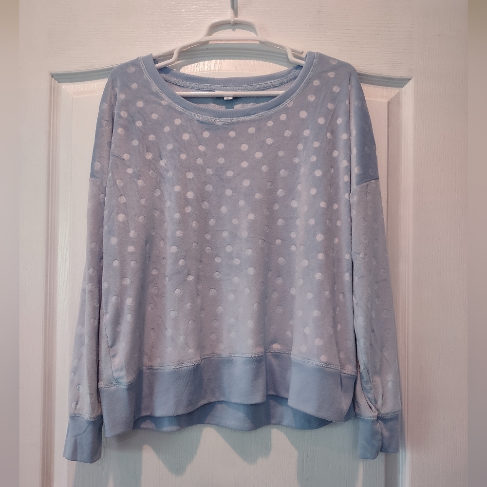 Roudelain Women's Periwinkle Blue Polka Dot Pajamas Pullover and Joggers Sz XL - Picture 2 of 6